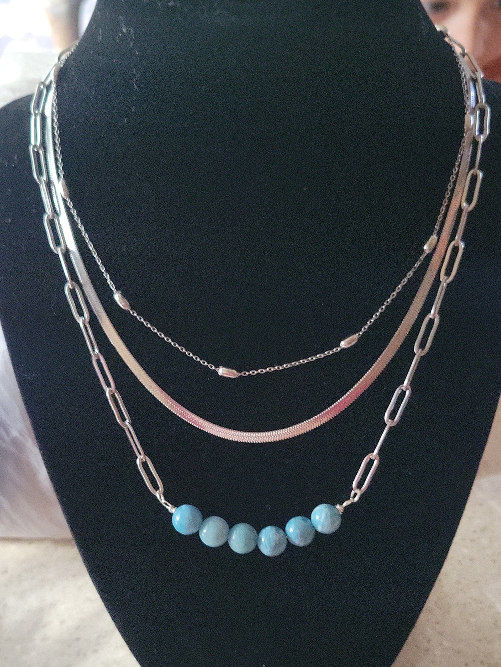 Larimar Stainless Steel Paperclip Chain